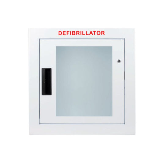 Semi-Recessed Large Defibrillator Wall Cabinet with Wall Sign